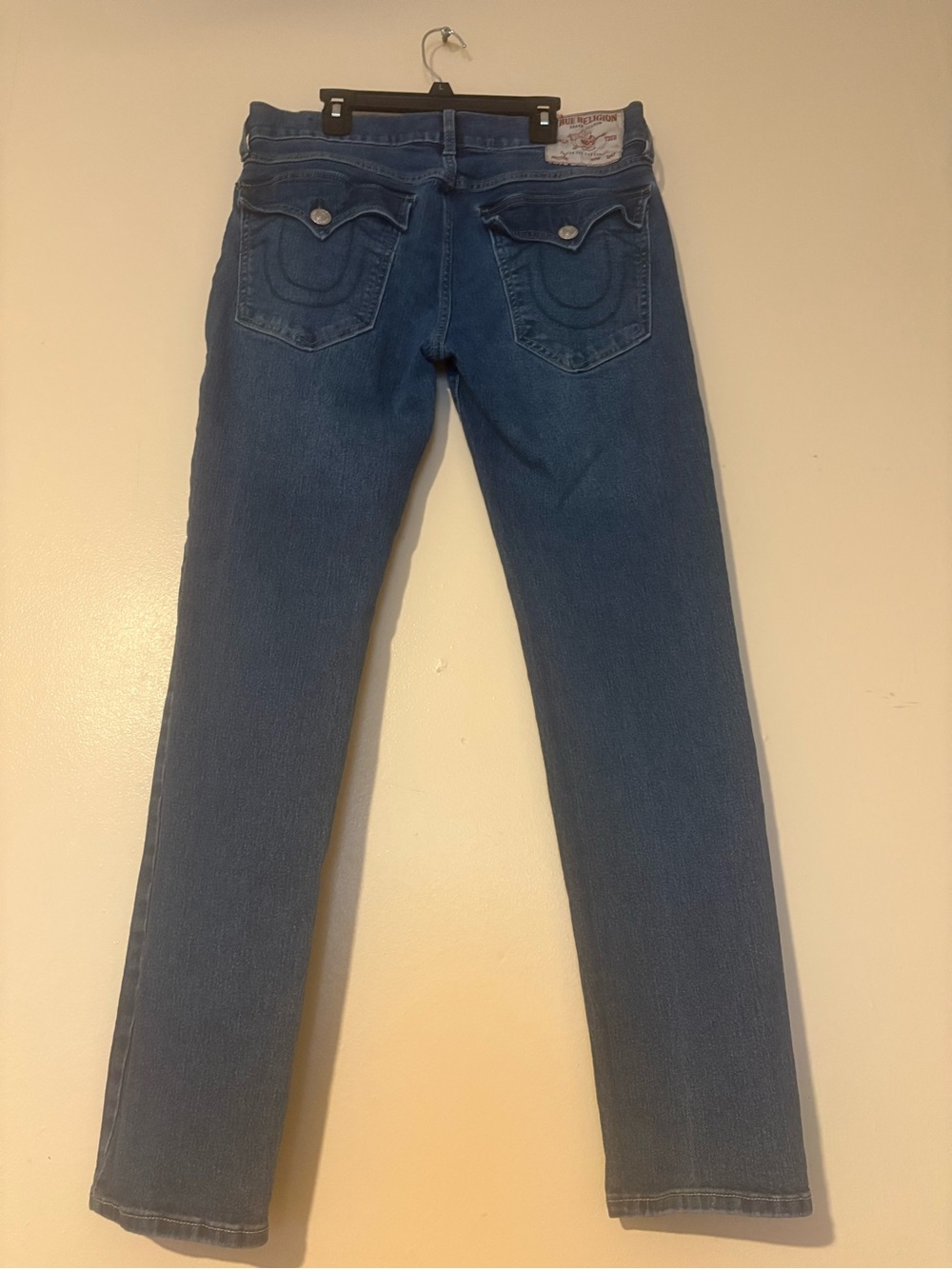 True Religion Women's Slim Straight Jeans in Medium Blue